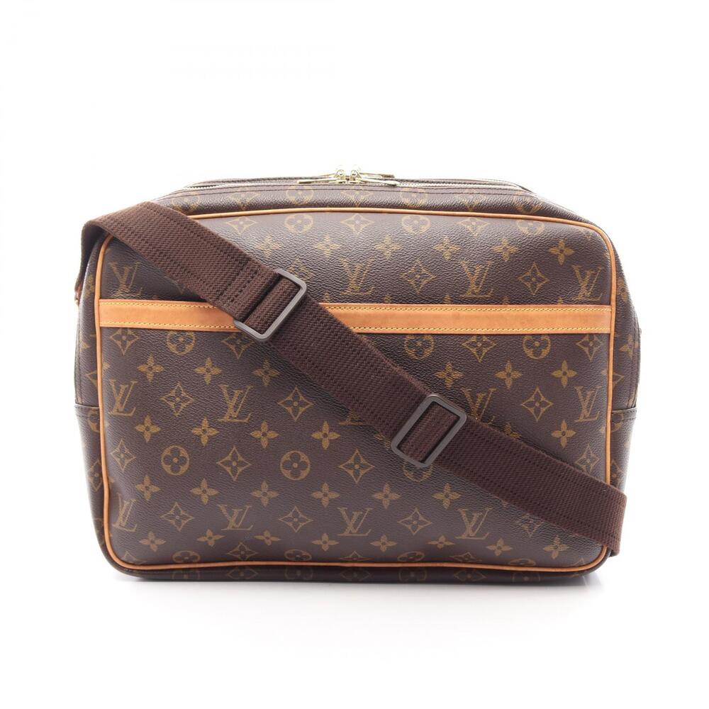 Louis Vuitton Reporter Shoulder Bag Canvas Leather Monogram Brown